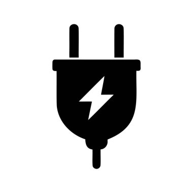 Siyah ve Beyaz Yıldırım Sembollü Elektrik Eklentisi Simgesi