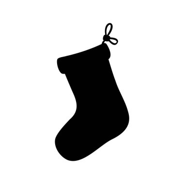 Asılı bir Noel çorabının basit siyah silüeti.