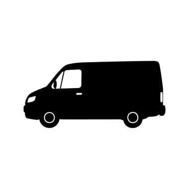 Beyaz arka planda siyah-beyaz bir dağıtım aracının silüeti.