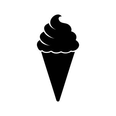 Tatlı çizimi için kıvrımlı dondurma külahının siyah silueti.