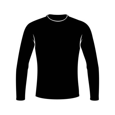 Siyah, uzun kollu bir gömleğin beyaz arka planda izole edilmiş silueti.