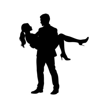 Kadın taşıyan bir adamın silueti, romantizmi ve aşkı simgeliyor.