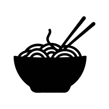 İçinde yemek çubukları olan bir kase eriştenin siyah silüeti.