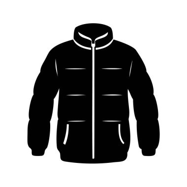 Soğuk hava için kabarık bir kışlık ceketin stilize monokrom çizimi