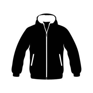 Beyaz kürklü siyah bir ceket ve epsper çizimi.