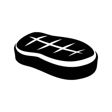 Izgara bir et parçasının stilize edilmiş siyah beyaz görüntüsü