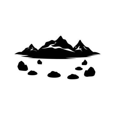 Minimalist Siyah ve Beyaz Peyzaj Majestik Dağlar ve Dağılmış Kayalar