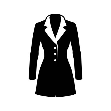 Düğmeli siyah beyaz ceket, klasik siluet tasarımı.