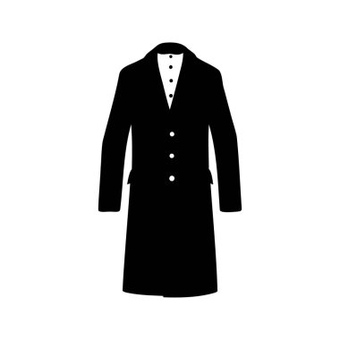 Beyaz yakalı ve düğmeli siyah palto, klasik bir kış giysisi.