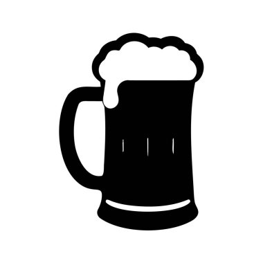 Köpüklü bir bira bardağının siyah beyaz çizimi