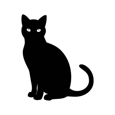 Pürüzsüz, siyah bir kedi silueti zarif bir şekilde beyaz bir arka plana oturtulmuştu.