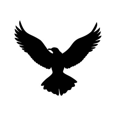 Beyaz arkaplan çizimine karşı uçan bir kuşun silüeti