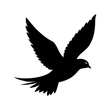 Uçan Kuşun Silueti Beyaz Arkaplan 'a Karşı Kanatları Yayılmış