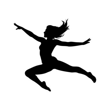 Dans eden ya da jimnastik yapan bir kadının dinamik silueti.