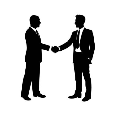 Anlaşmada el sıkışan iki işadamının silueti.