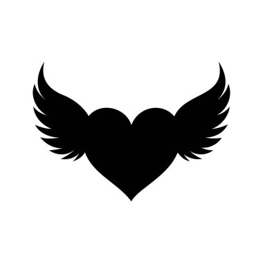 Kanatlı kalp vektör çizimi, aşkın, özgürlüğün ve ilhamın sembolü