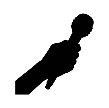 Bir elin mikrofonu tutmasının silüeti, yayını ya da bildirimi gösterir