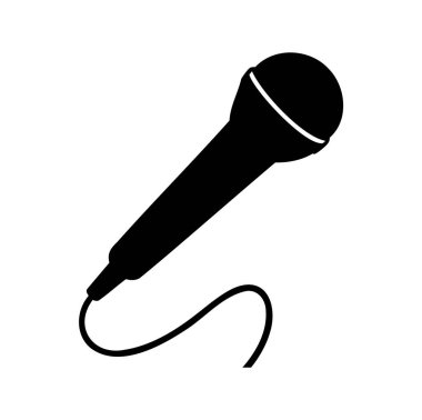 Kablolu dinamik bir mikrofonun siyah-beyaz dijital çizimi