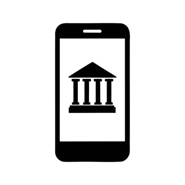 Mobil bankacılık uygulaması minimalist siyah ve beyaz vektör görüntüsüyle gösterilmiştir