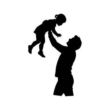 Kızını havaya kaldıran bir babanın silüeti.
