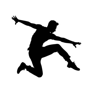 Denge kurmak için kollarını uzatan bir adamın silüeti.