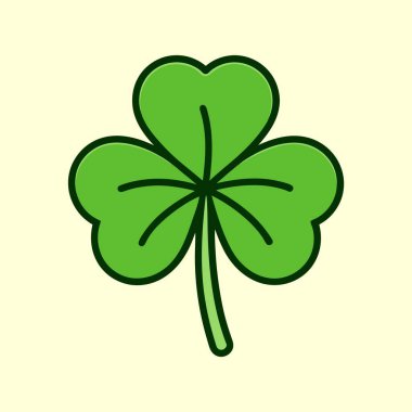 Parlak yeşil bir yonca, bej üzerine koyu yeşil bir çizgisi var.