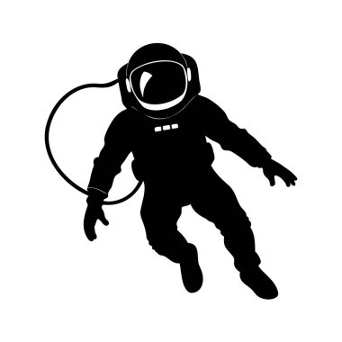 Uzayda Bir Astronotun Silueti Bağlantı ile Serbest Yüzüyor