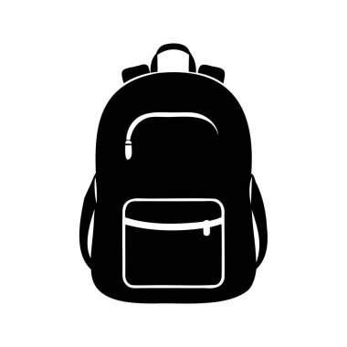 Saf siyah fermuarlı basit bir okul çantası tasviri