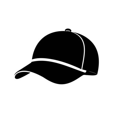 Beyaz arkaplanda beyaz çizgili siyah beyzbol şapkası.