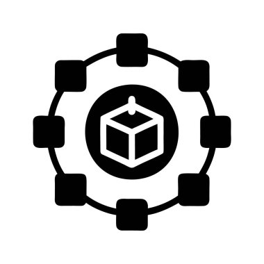 Farklı düğümlere bağlı bir ana kutuyu gösteren dağıtılmış ağ simgesi