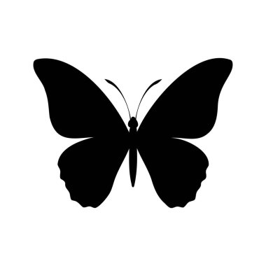 Temiz beyaz arka planda siyah kelebek silueti