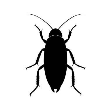 Sade Beyaz Arkaplanda Bir Hamamböceğinin Basit Siyah Silüeti