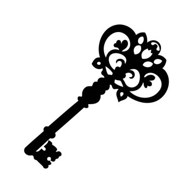 Beyaz Arkaplanda Karmaşık Tasarım ve Klasik Şekil ile Siyah Anahtarı SüsleName