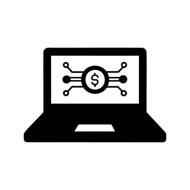 Çevrimiçi bankacılık ve finansmanı temsil eden dijital dolar sembolü gösteren dizüstü bilgisayar