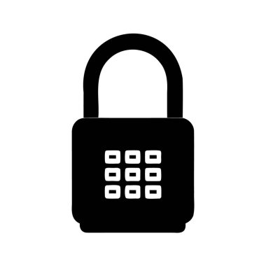 Beyaz arkaplanda dokuz dikdörtgen düğmeli siyah kilit