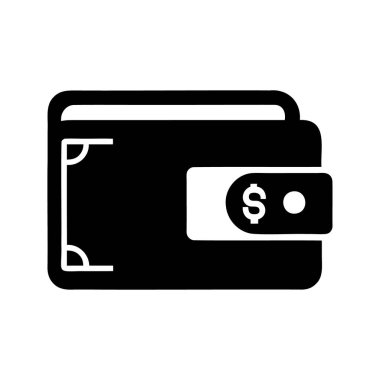 Finans, tasarruf ve dijital işlemleri sembolize eden minimal siyah cüzdan simgesi