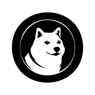 Dogecoin şifreleme logo vektör çizimi siyah ve beyaz biçiminde