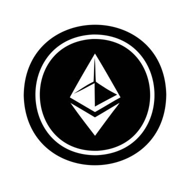 Dairesel Sınır Tasarımı İçinde Siyah ve Beyaz Ethereum Sembolü