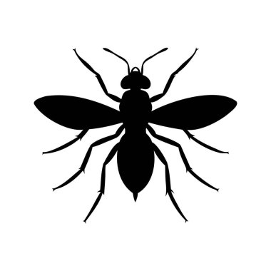 Siyah bir böcek silueti Kanatlı ve altı bacaklı beyaz