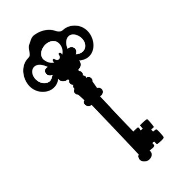 Özenle hazırlanmış süslemeleri ve dekoratif kafası olan karmaşık klasik anahtar silueti