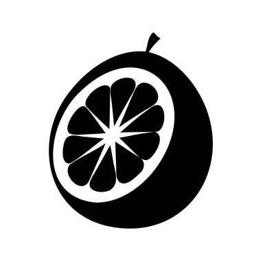 Yarısı turunçgil olan meyve ikonunun siyah-beyaz çizimi