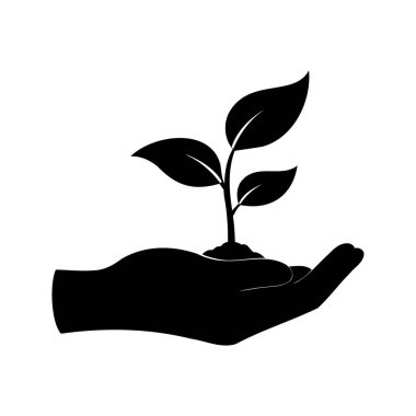 Bir tohumu tutan, büyümeyi, doğayı ve çevresel bakımı temsil eden