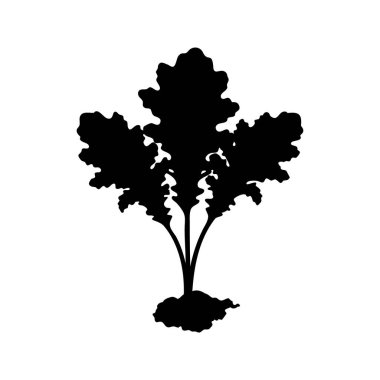 Beyaz Arkaplanda Kökleri Olan Yapraklı Yeşil Bitkinin Silueti