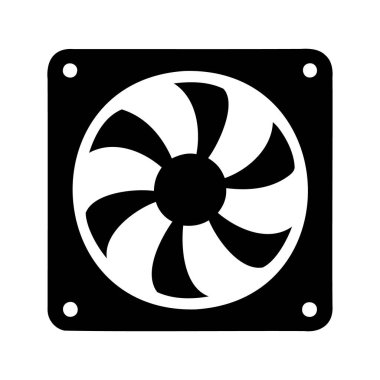 Bilgisayar donanım sistemleri için siyah ve beyaz soğutma fan grafik tasarımı