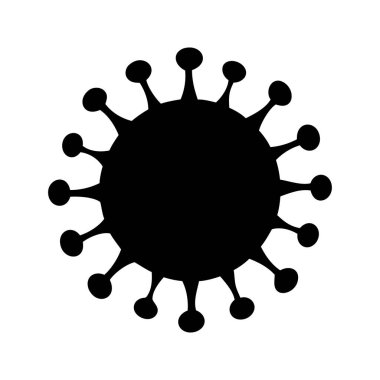 Bir virüsün ya da bakterinin çıkıntılı siyah beyaz çizimi