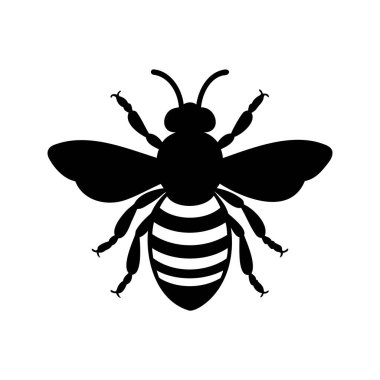 İğnesi, bacakları ve kanatları olan siyah beyaz bir bal arısının silueti.