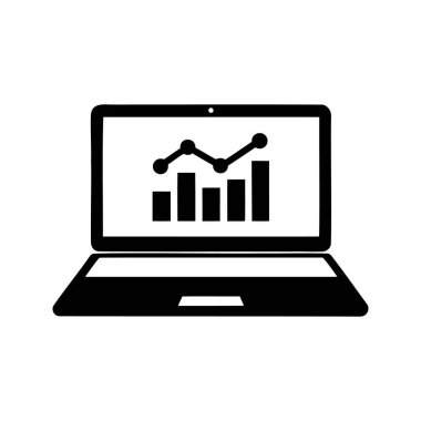 Veri analizi sonuçlarını gösteren çubuk ve çizgi grafiğini sunan dizüstü bilgisayar görüntüsü