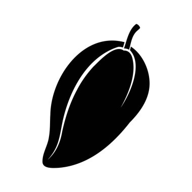 Bir Mango Meyve Silueti Tasarımı Basit Siyah ve Beyaz Çizimi