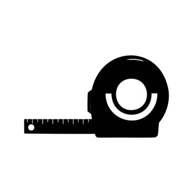 Mühendislik için bir mezura aracının siyah ve beyaz silueti