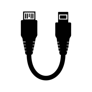 Mini USB kablosuna bir Micro USB 'nin Siyah ve Beyaz İllüstrasyonu